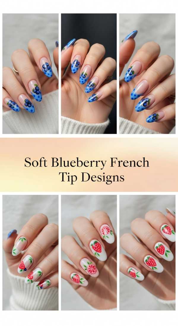 Soft Blueberry French Tip Designs 69ecf889118f1