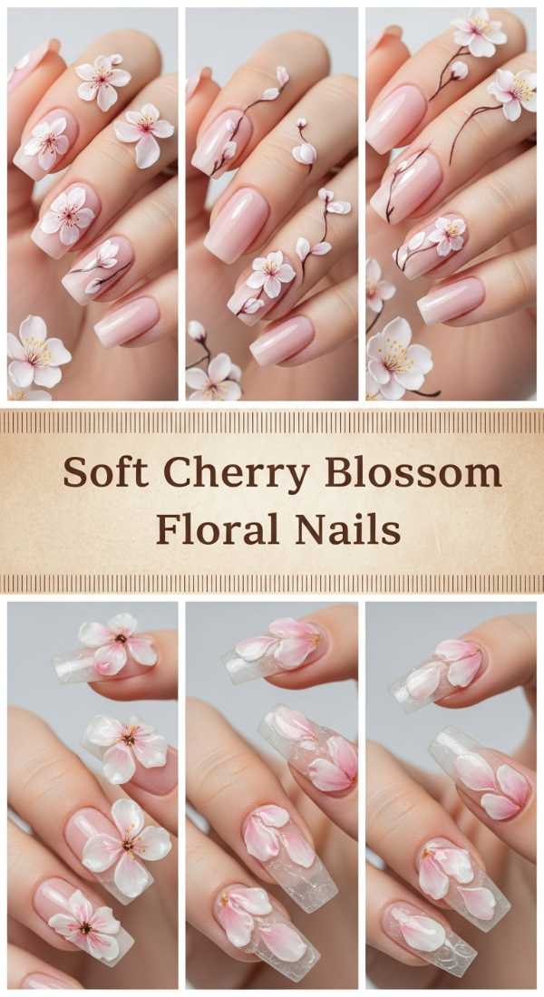 Soft Cherry Blossom Floral Nails 69f32d4f38ff9