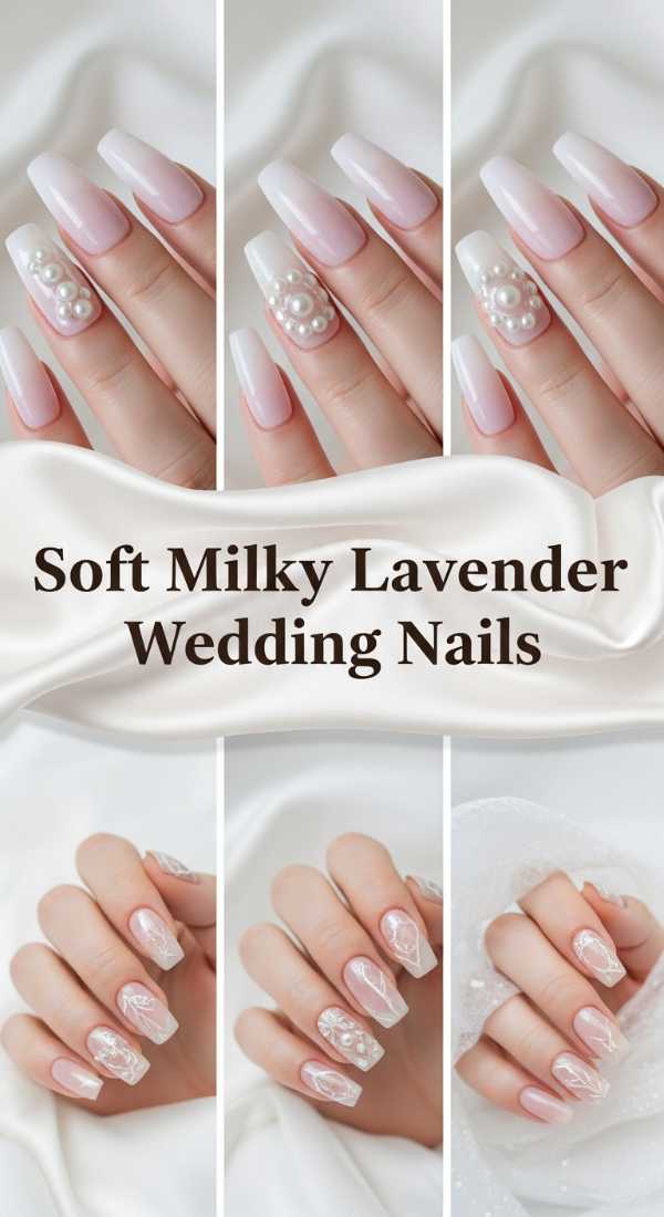 Soft Milky Lavender Wedding Nails 69ee41a10f6de