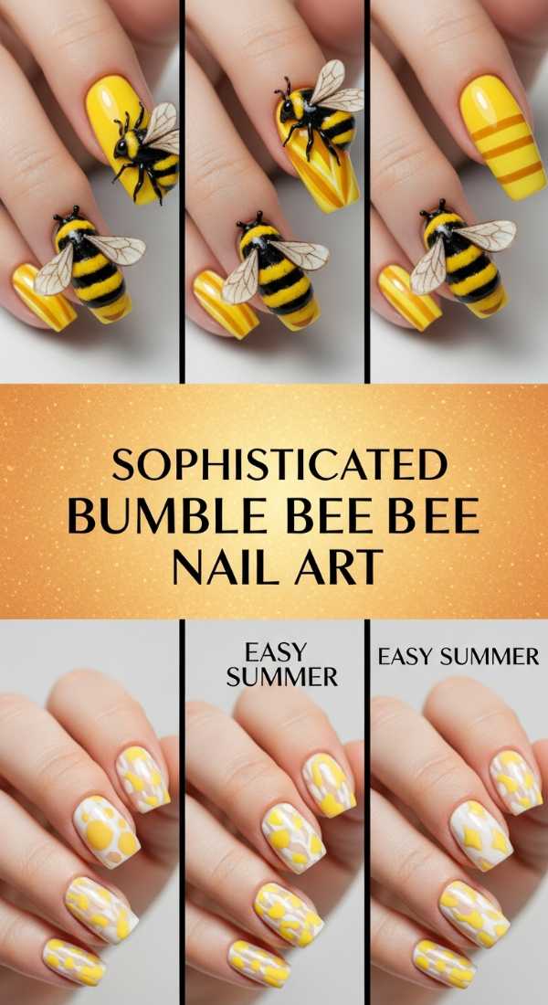 Sophisticated Bumble Bee Nail Art 69f32b7f7e713