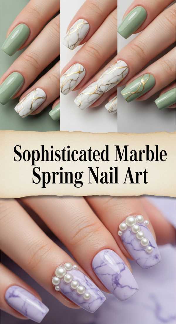Sophisticated Marble Spring Nail Art