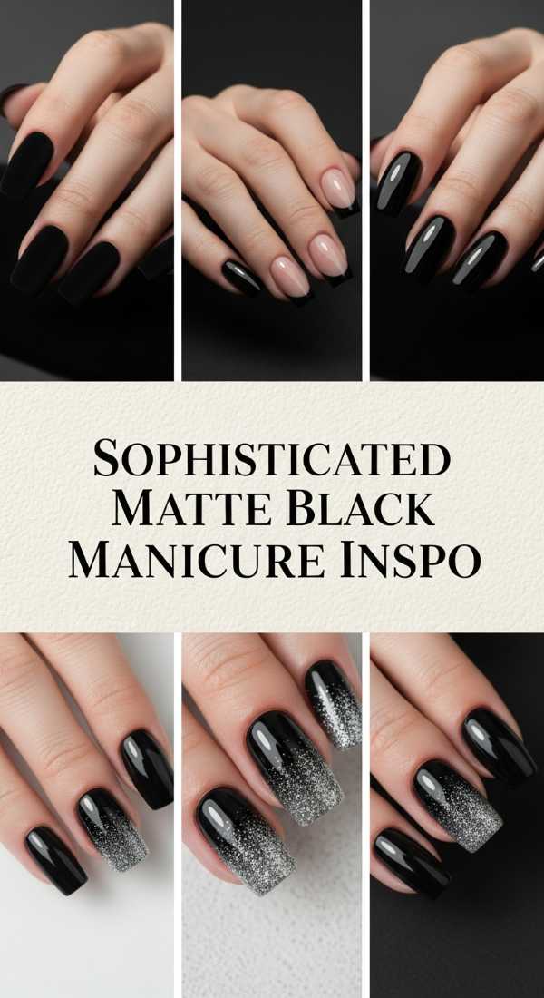 Sophisticated Matte Black Manicure Inspo 69e65181a353e