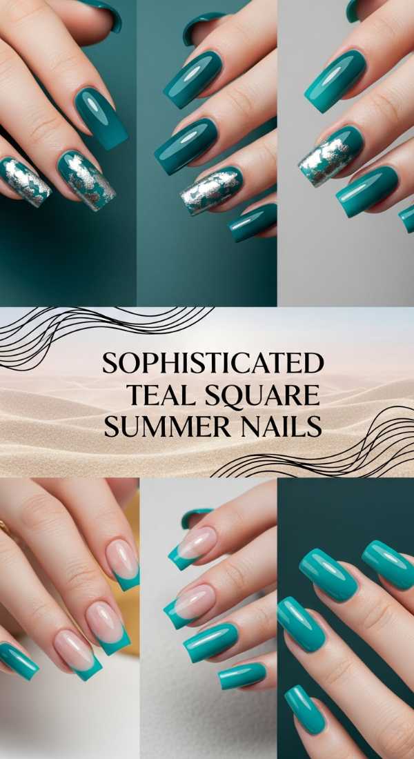 Sophisticated Teal Square Summer Nails 69ee59285699f