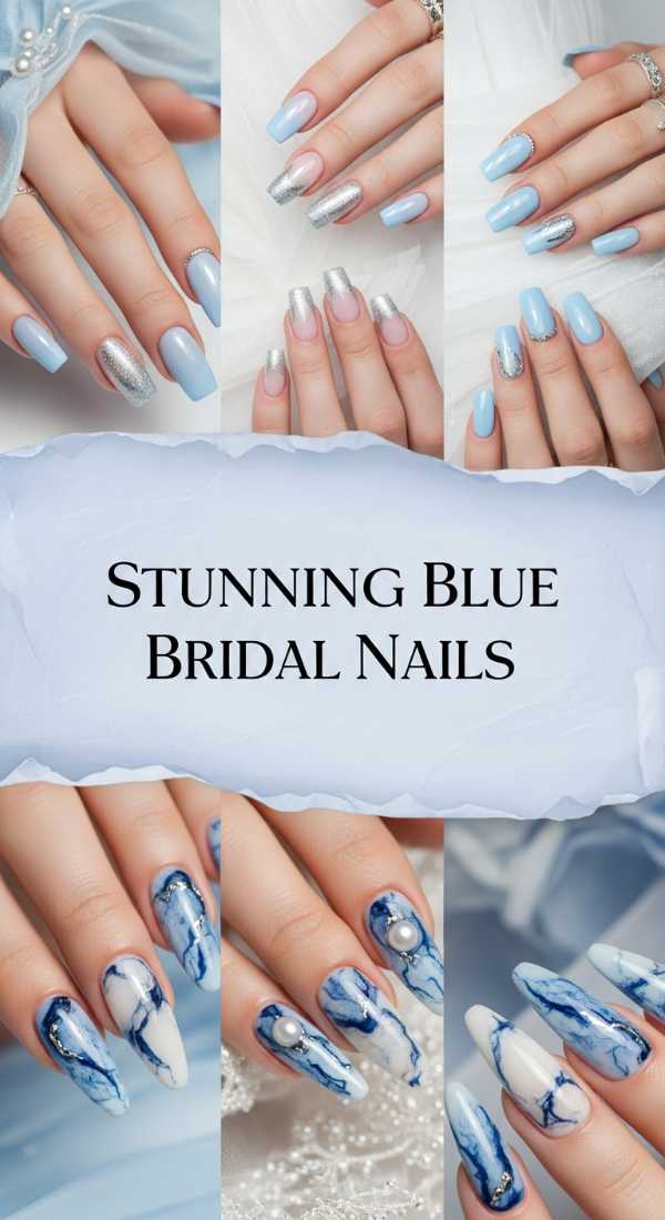 Stunning Blue Bridal Nails