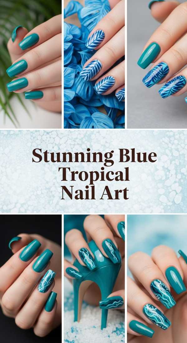 Stunning Blue Tropical Nail Art 69f32d7a78b83