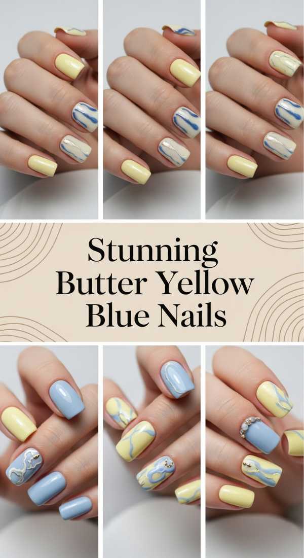 Stunning Butter Yellow Blue Nails 69f24a6591578