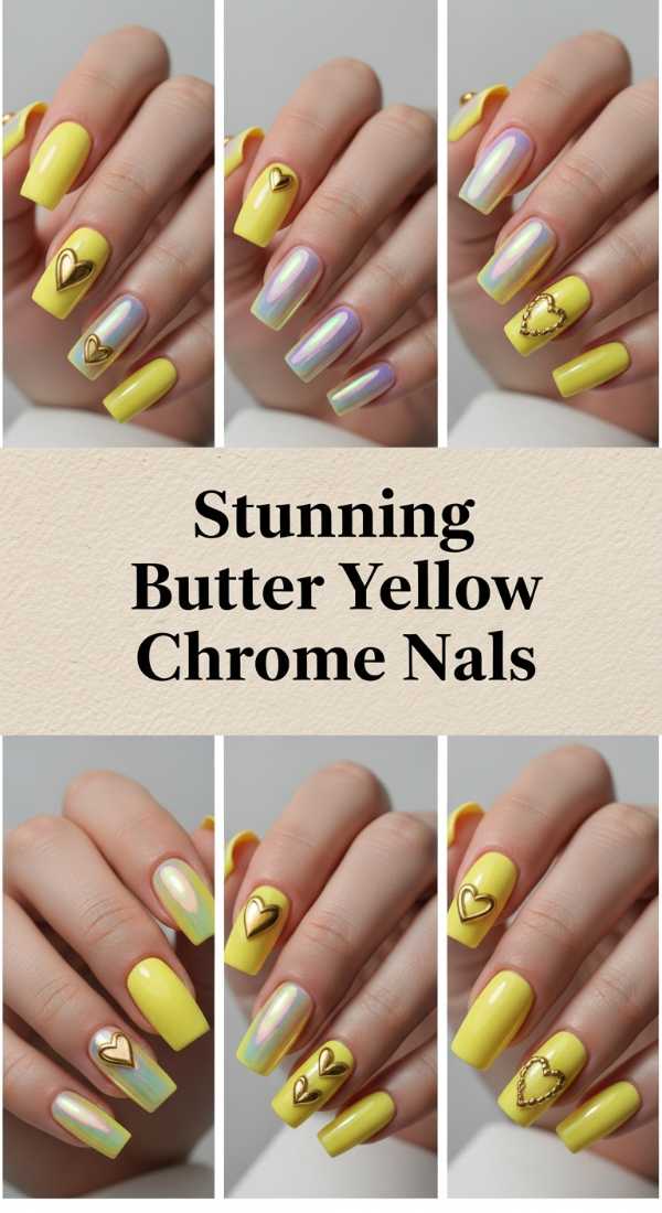Stunning Butter Yellow Chrome Nails 69ee41873a914