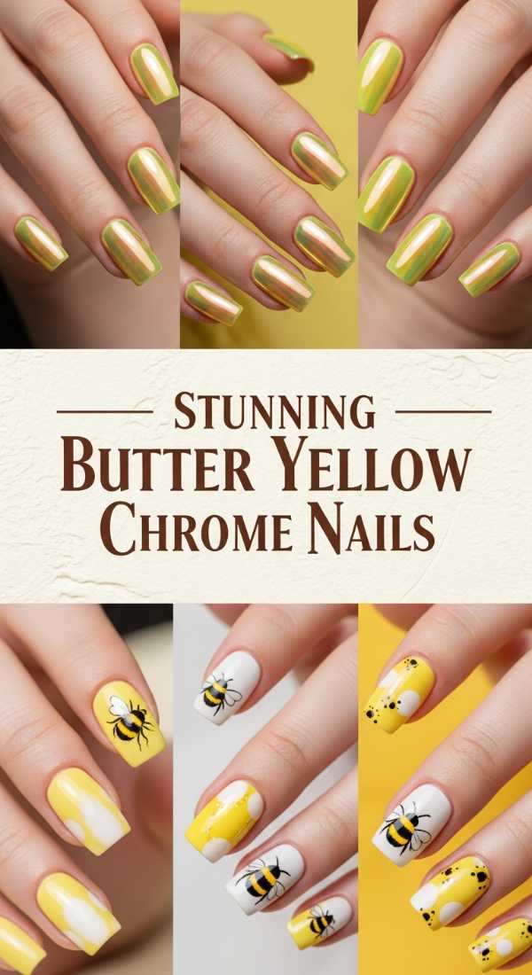 Stunning Butter Yellow Chrome Nails 69ee41944a965