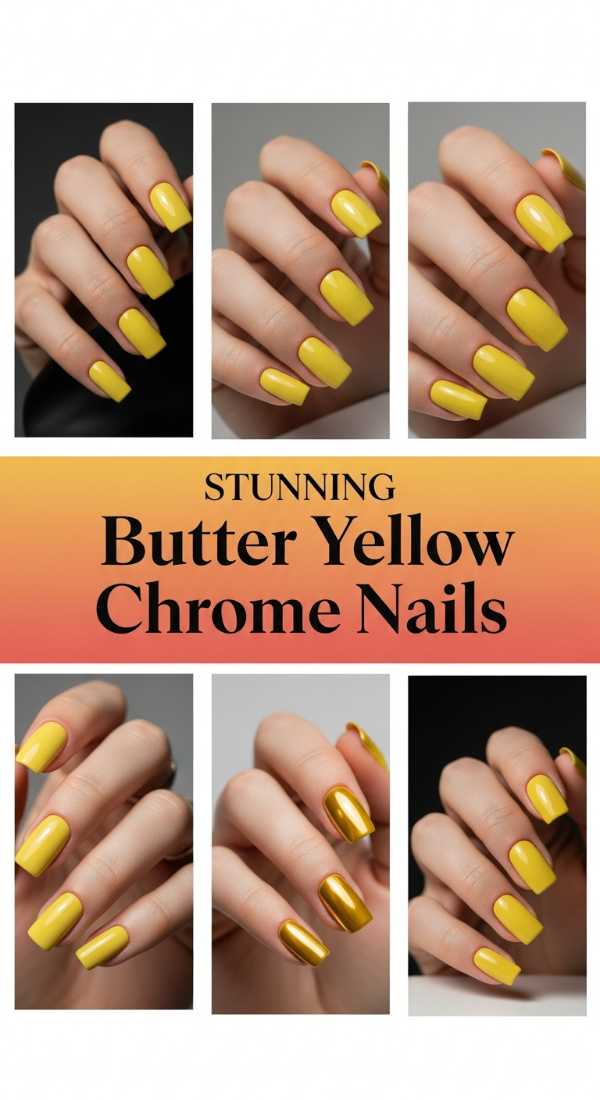 Stunning Butter Yellow Chrome Nails 69f0cc3fdf8c3