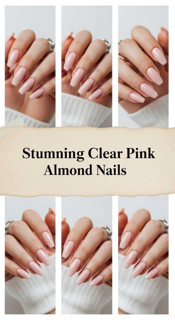 Stunning Clear Pink Almond Nails 69f32b77b2ecb