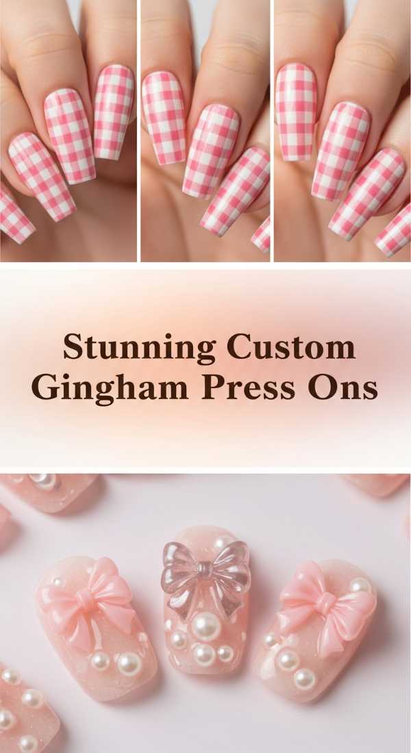 Stunning Custom Gingham Press Ons 69eb726e51b40