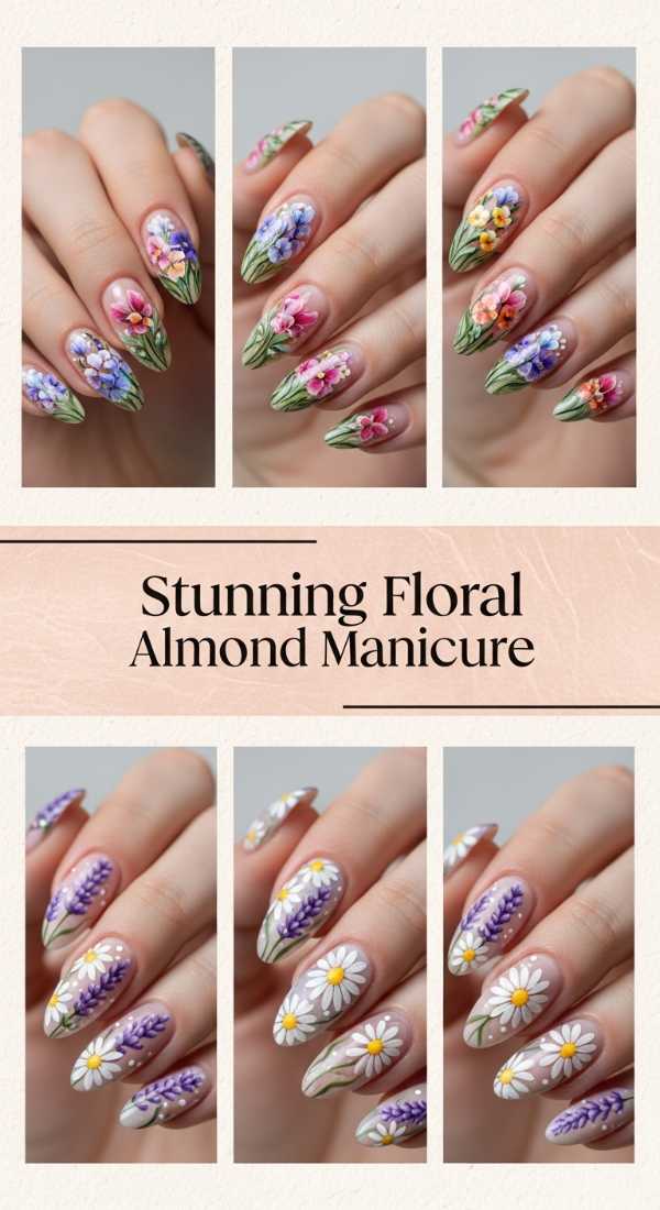 Stunning Floral Almond Manicure 69f0ca4de17e2