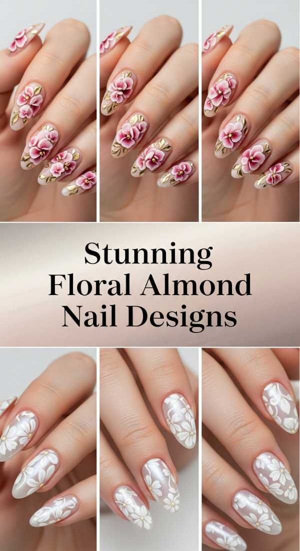 Stunning Floral Almond Nail Designs