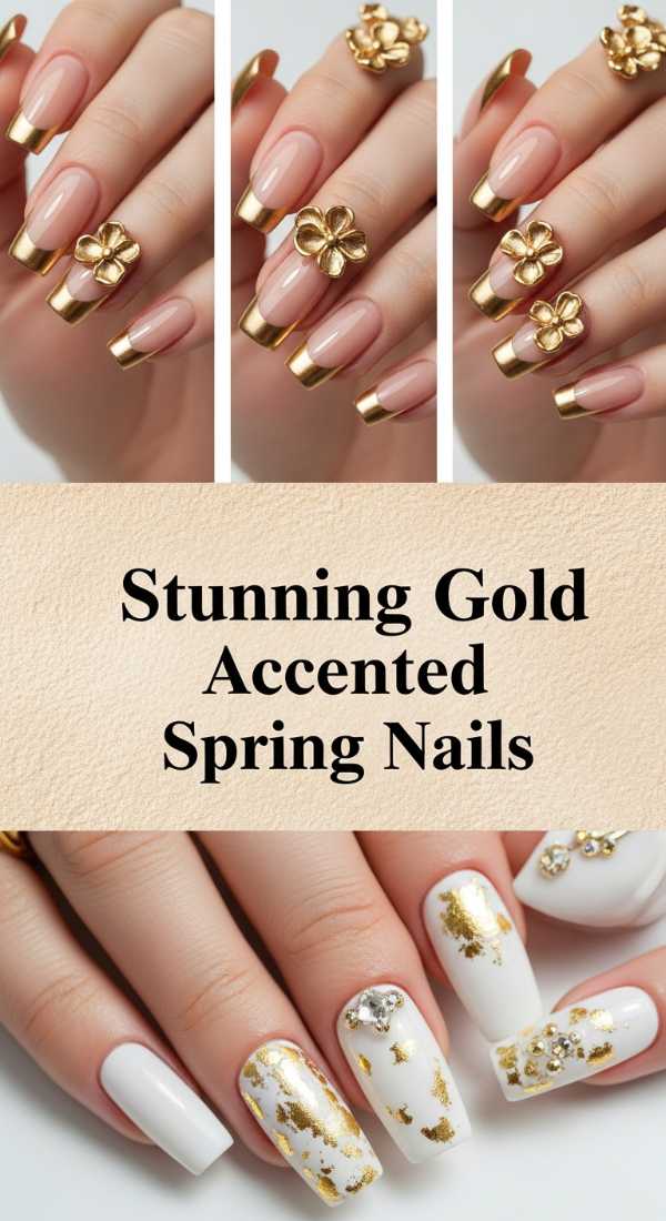 Stunning Gold Accented Spring Nails