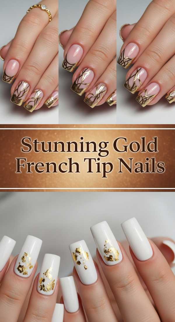 Stunning Gold French Tip Nails