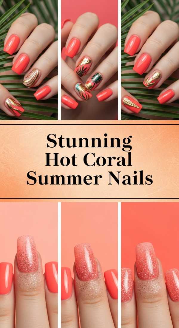 Stunning Hot Coral Summer Nails 69ef3c80d23b3
