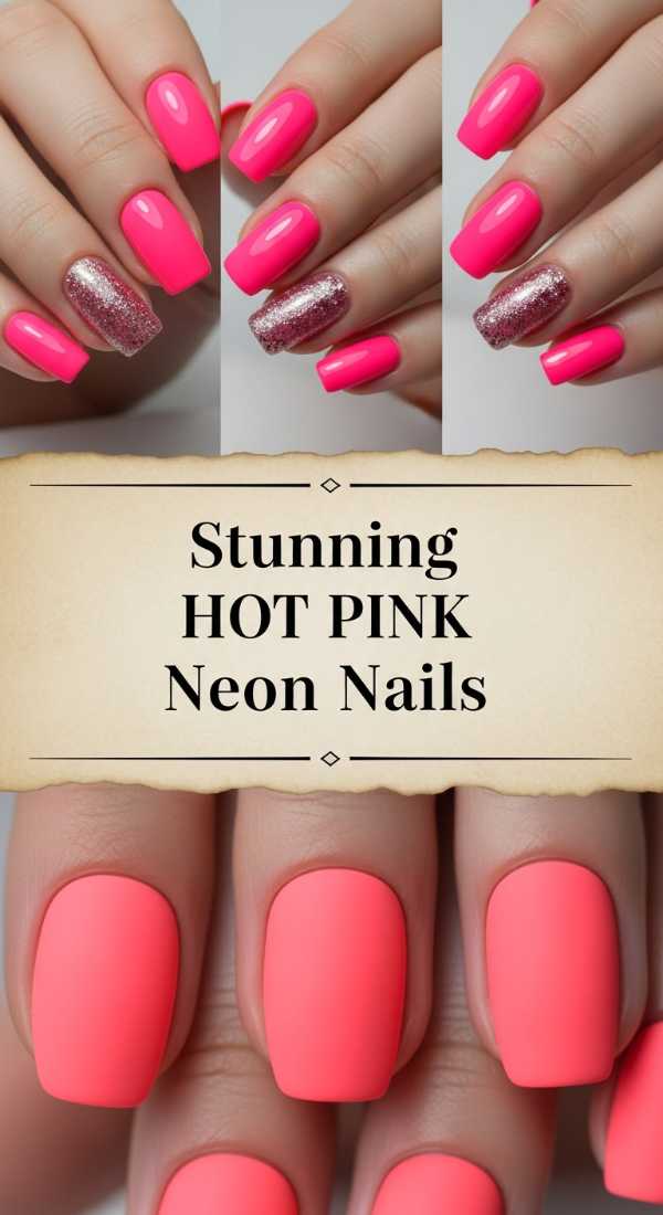 Stunning Hot Pink Neon Nails 69ee591f79b12