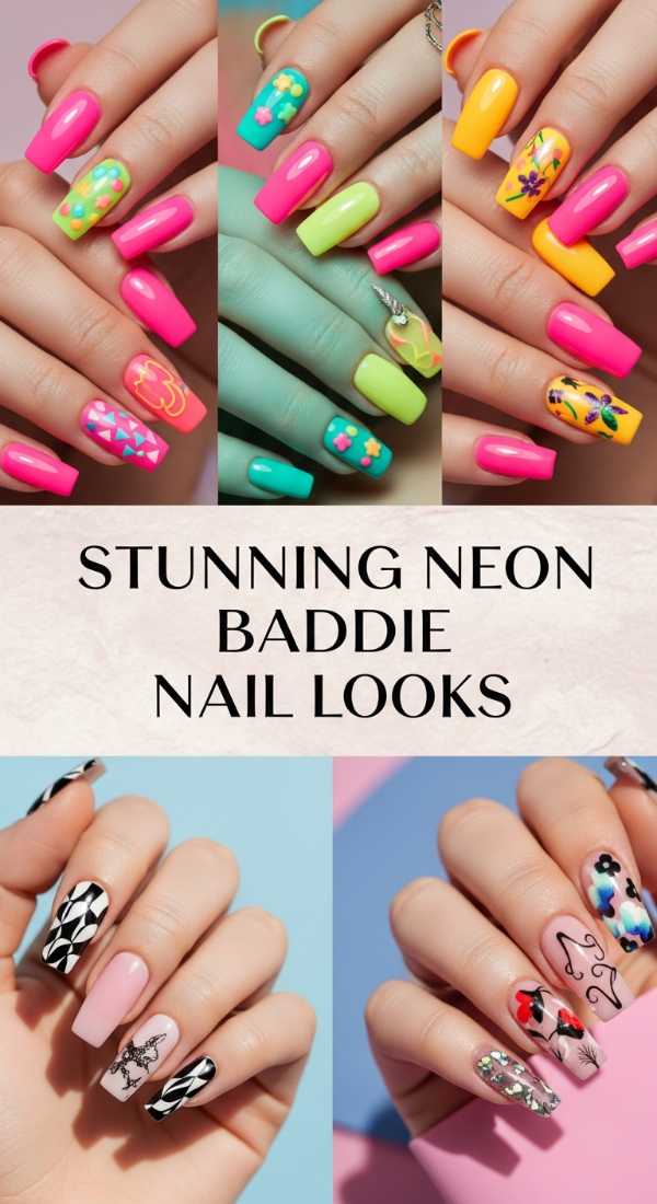 Stunning Neon Baddie Nail Looks 69ece5a495334