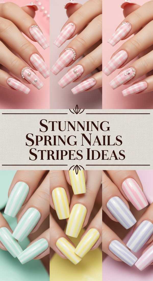 Stunning Spring Nails Stripes Ideas 69ecf75068b47