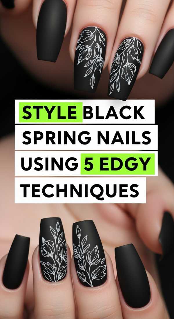 Style Black Spring Nails Using 5 Edgy Techniques 69ed0bb53ed40