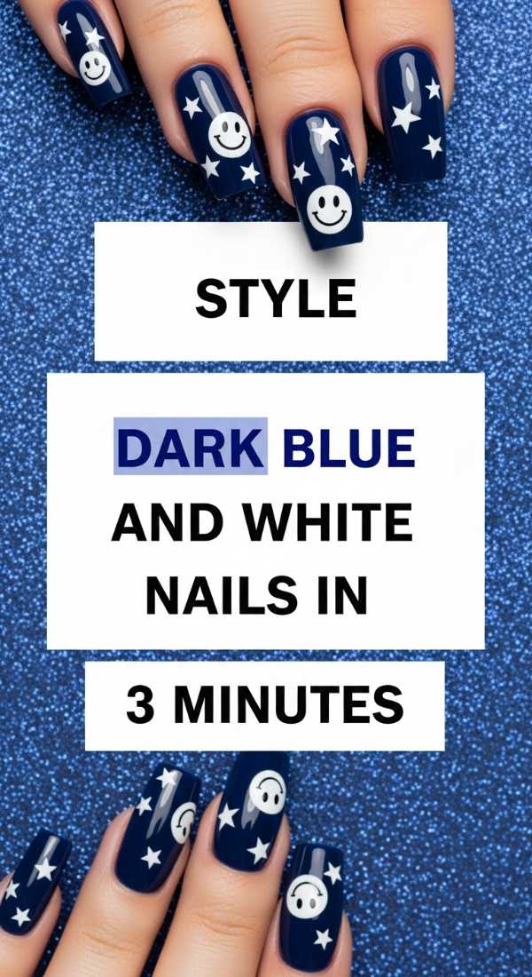 Style Dark Blue And White Nails In 3 Minutes 69f2f80335084