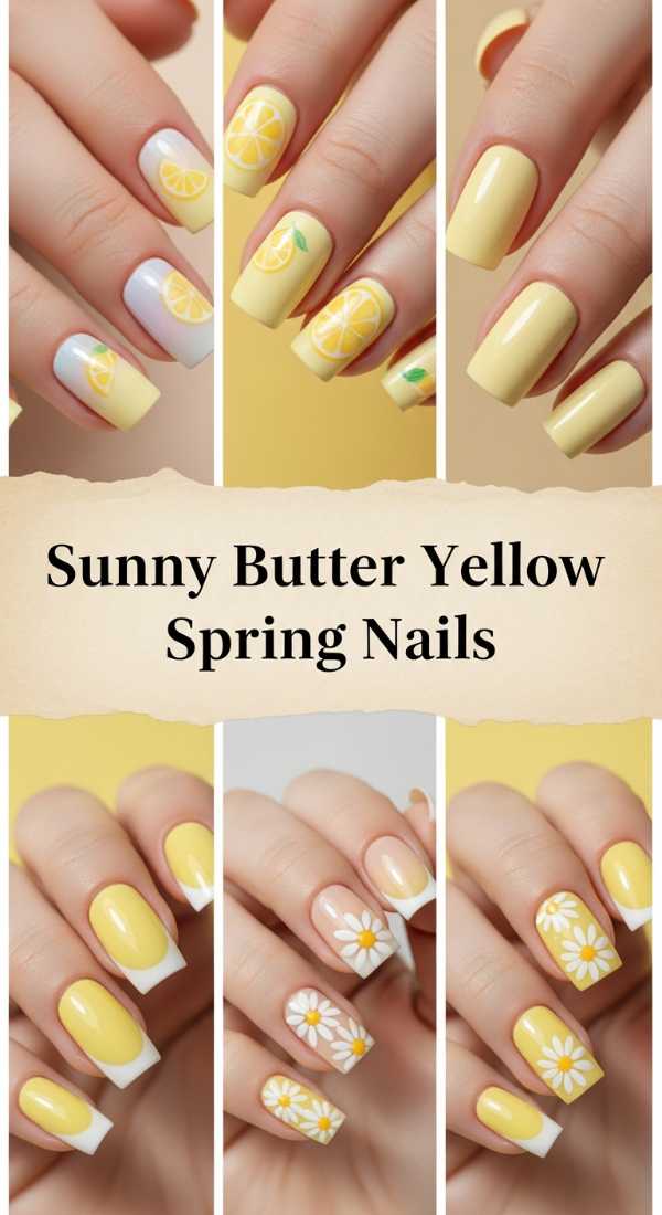 Sunny Butter Yellow Spring Nails
