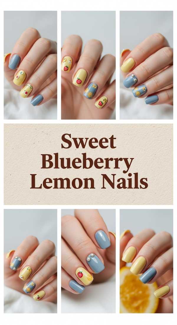 Sweet Blueberry Lemon Nails
