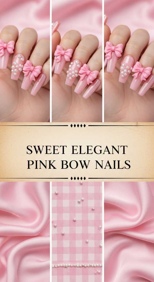 Sweet Elegant Pink Bow Nails 69ee407e827bb