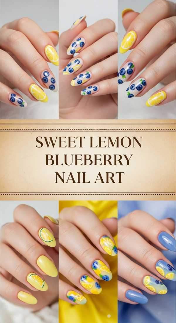 Sweet Lemon Blueberry Nail Art 69ee40998ff1a