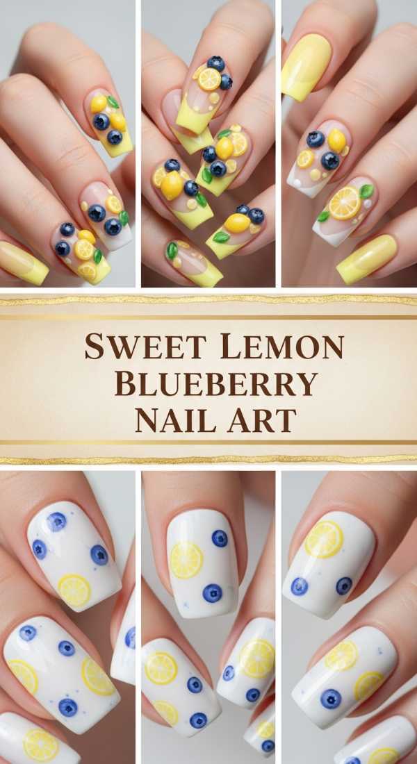 Sweet Lemon Blueberry Nail Art 69ee418988e79