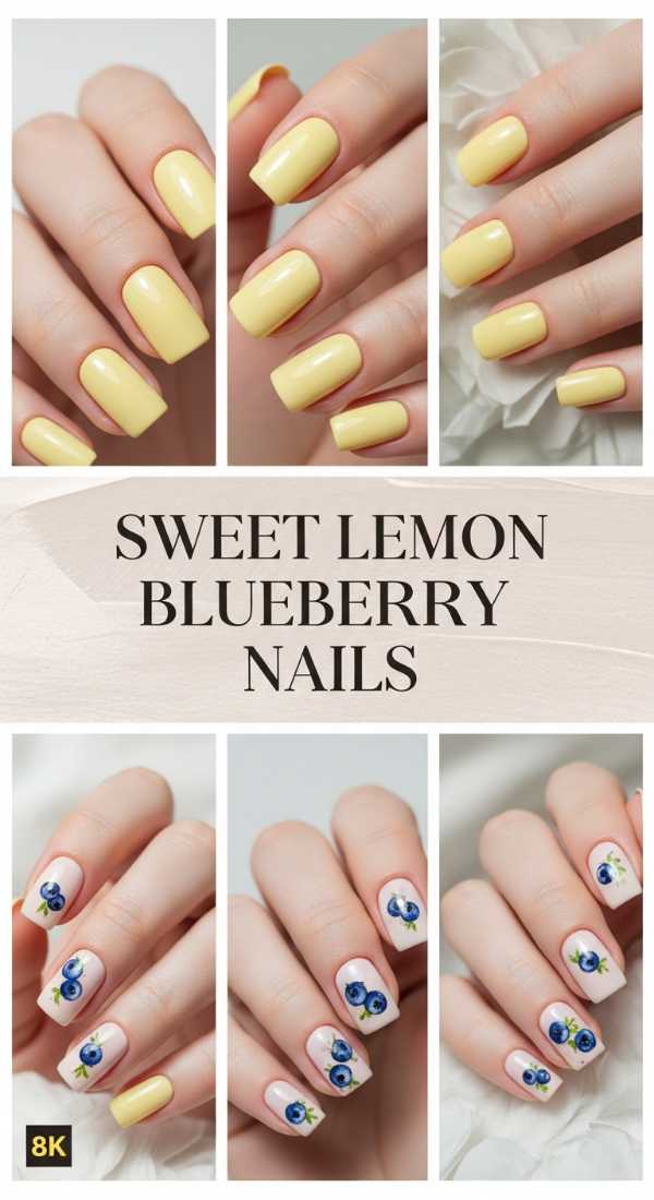 Sweet Lemon Blueberry Nails