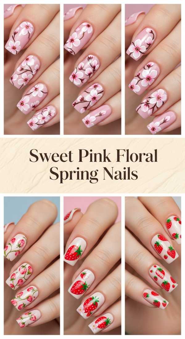 Sweet Pink Floral Spring Nails 69ef3ac0157b8