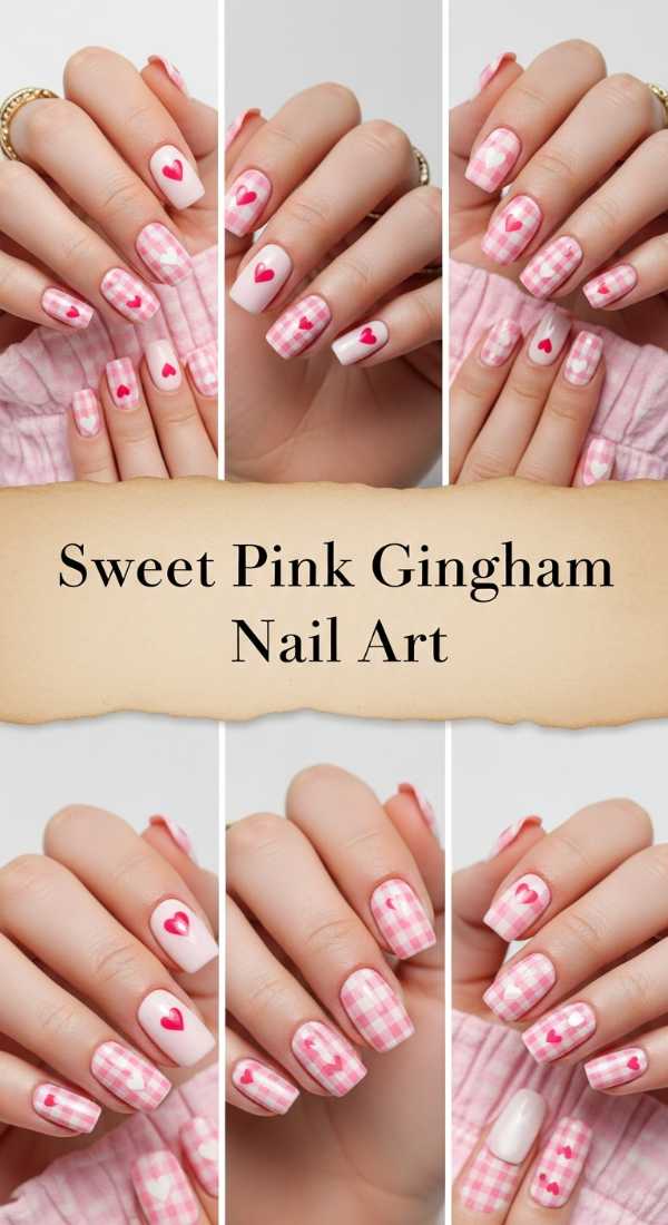 Sweet Pink Gingham Nail Art 69df3acff0937