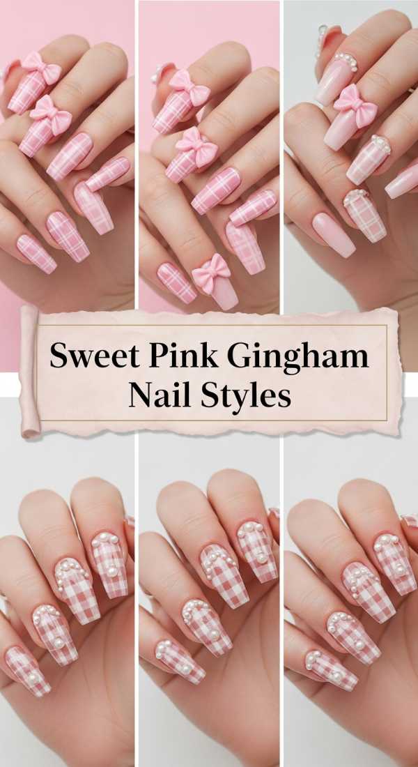 Sweet Pink Gingham Nail Styles 69e5f3e9c490e