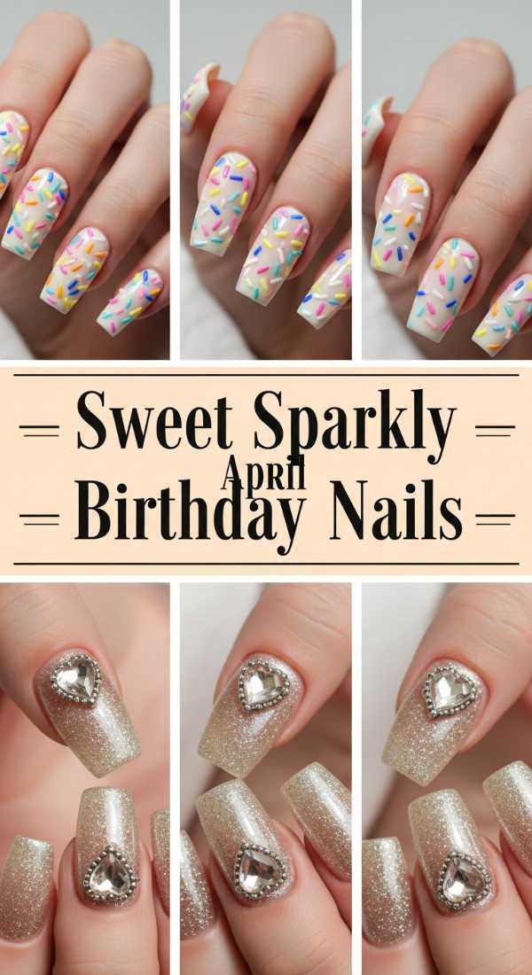 Sweet Sparkly April Birthday Nails 69ee4193049b1