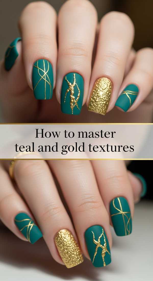 Teal Gold Luxury Nail Art 69e31ee828f21