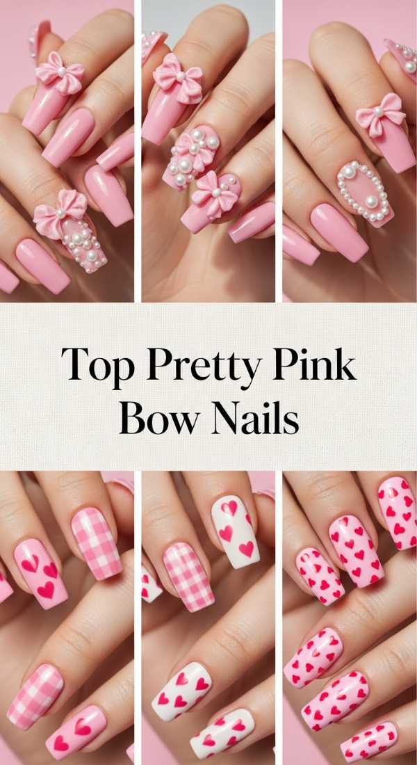 Top Pretty Pink Bow Nails 69f0cc53a8f93