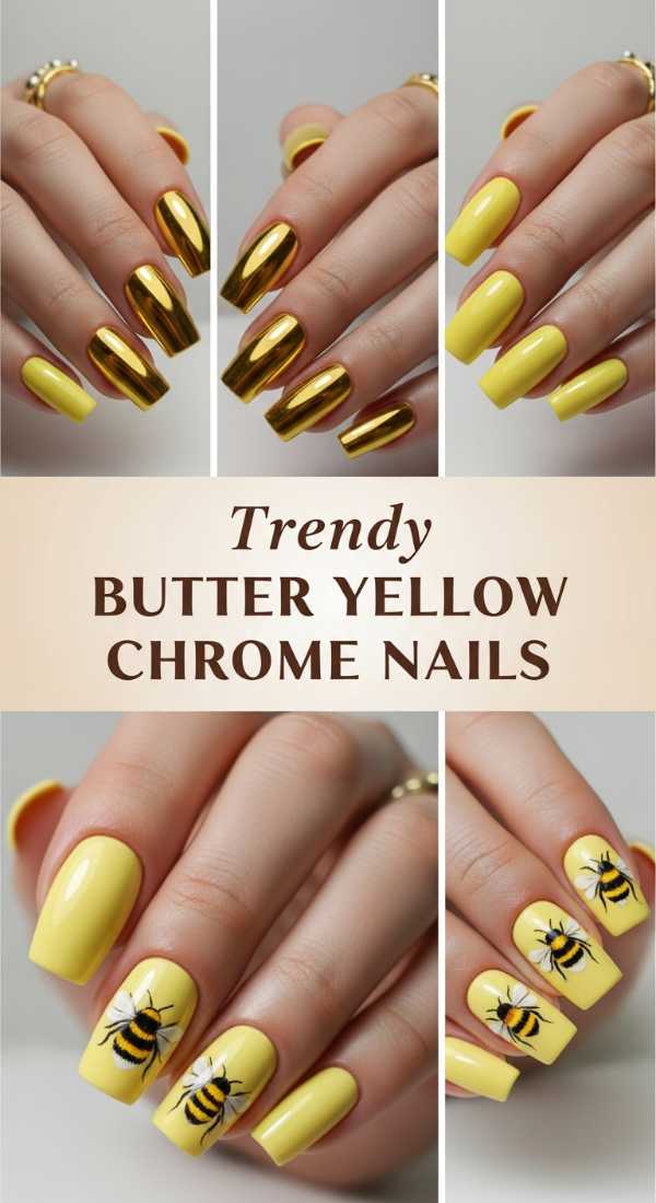 Trendy Butter Yellow Chrome Nails 69ef3c5fd9e4f