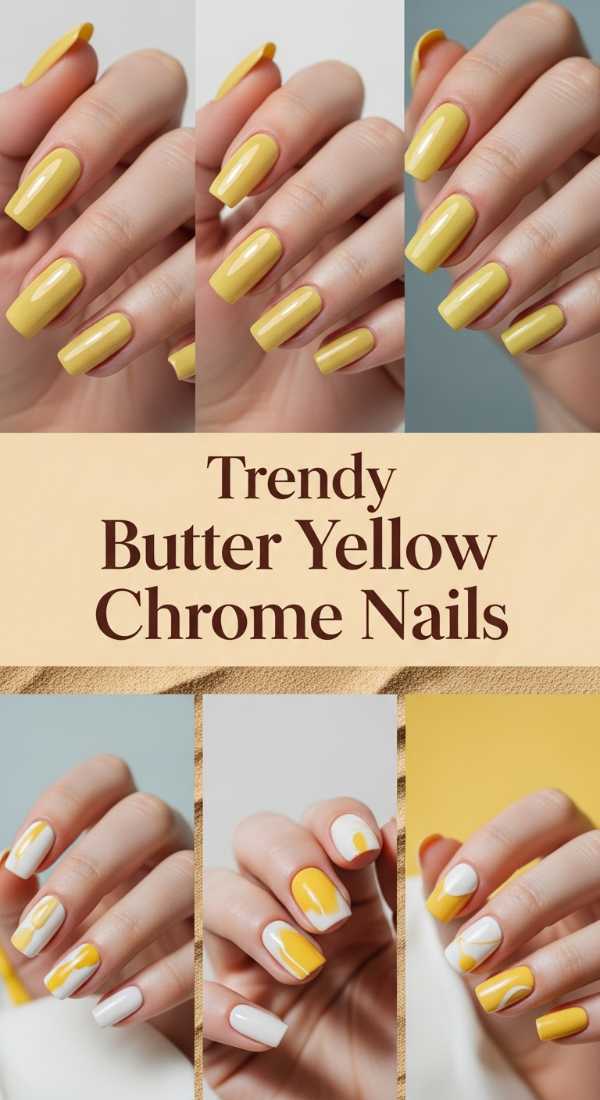 Trendy Butter Yellow Chrome Nails 69f0cc4fde824