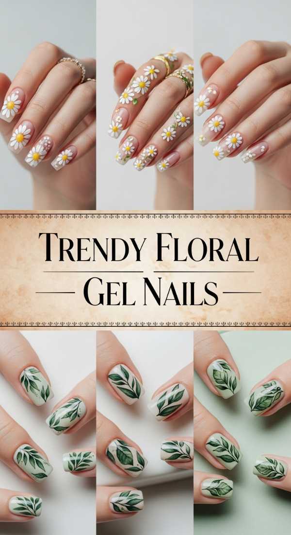 Trendy Floral Gel Nails 69eba0514d088