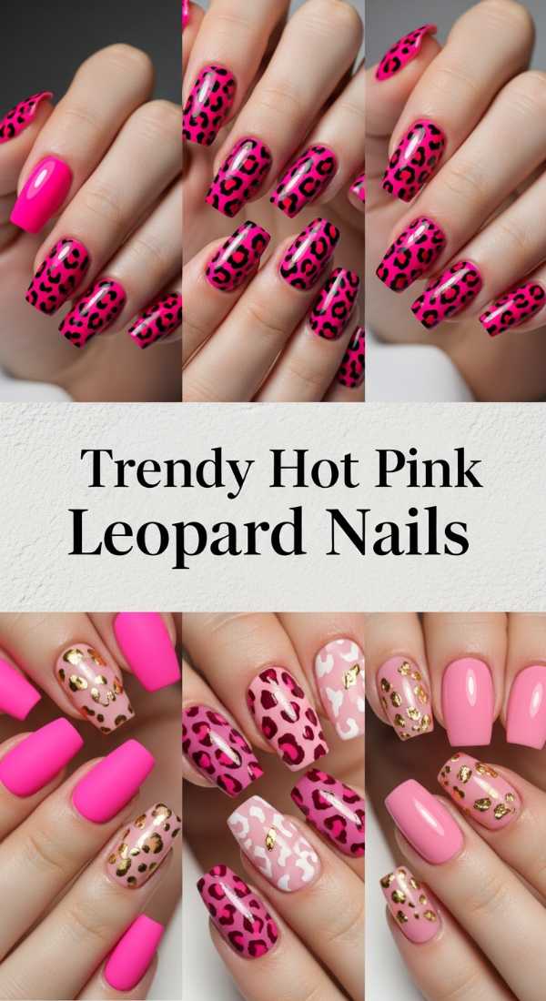 Trendy Hot Pink Leopard Nails 69e9cd0bbbee0
