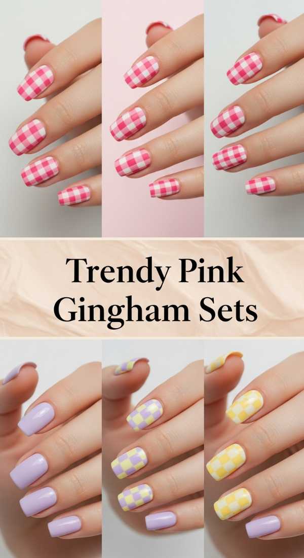 Trendy Pink Gingham Sets 69f0cc24e5202
