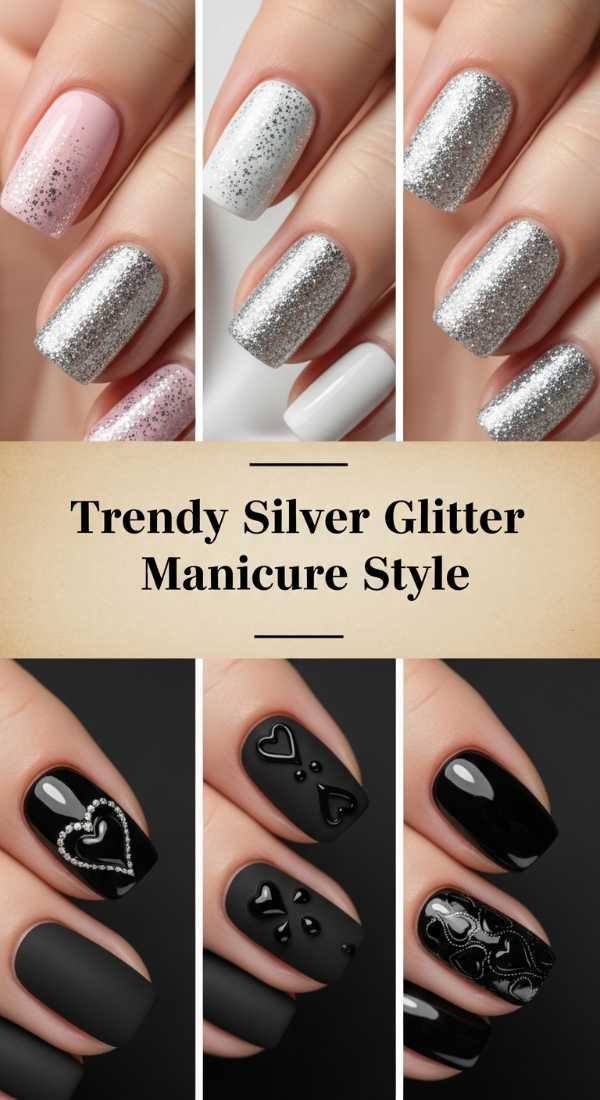 Trendy Silver Glitter Manicure Style 69e65184b8a0c