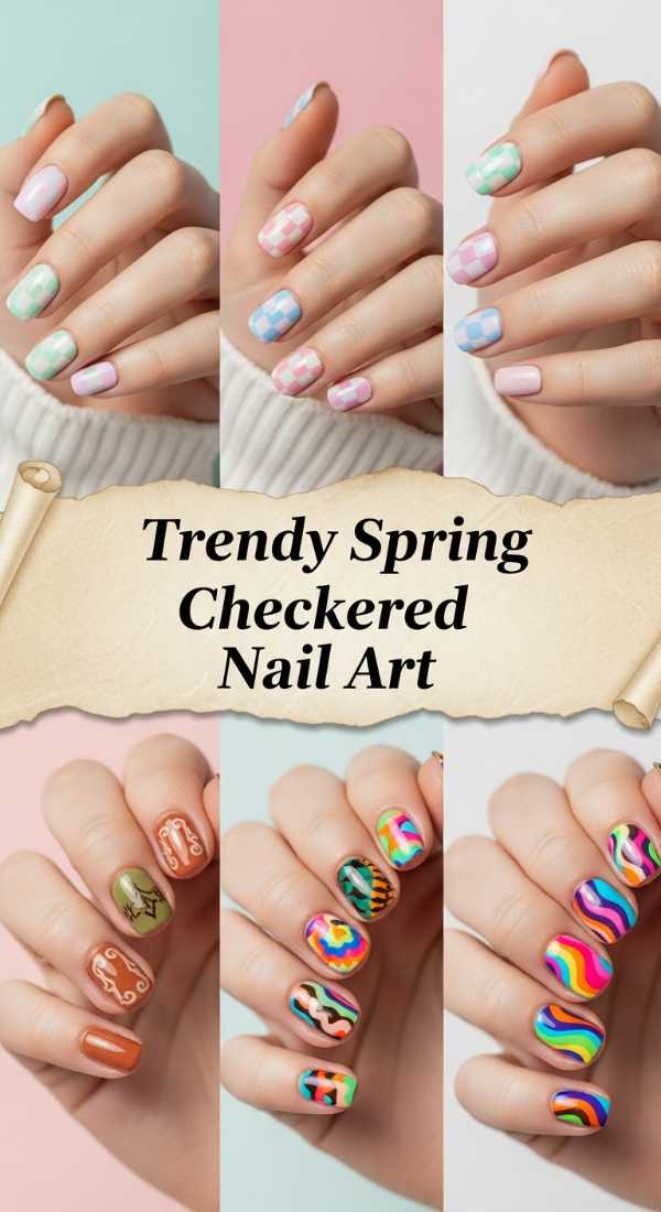 Trendy Spring Checkered Nail Art 69e905bbbfa5d