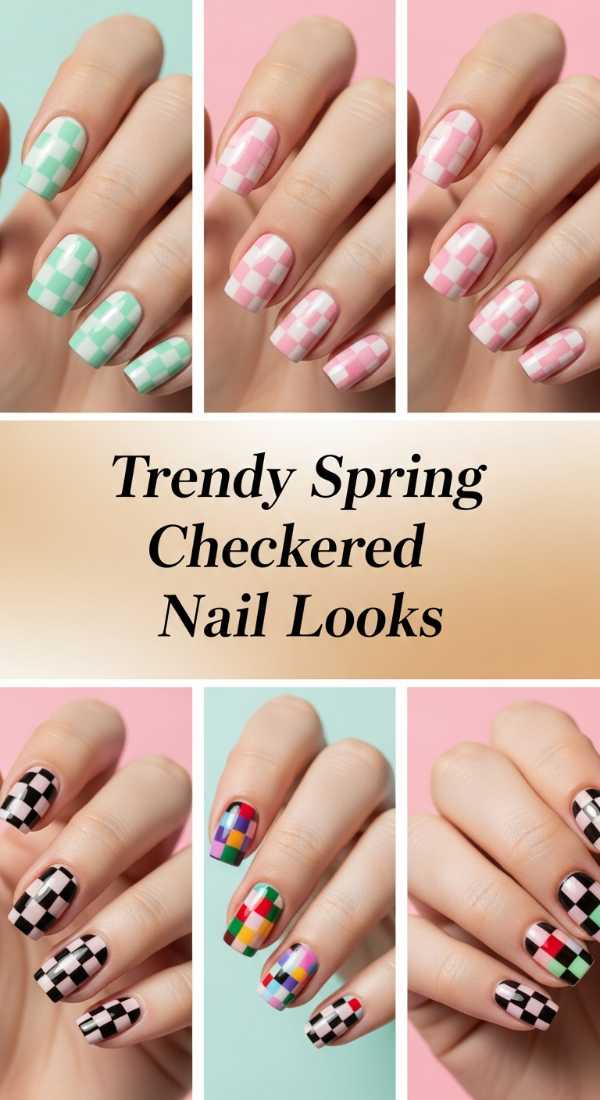 Trendy Spring Checkered Nail Looks 69df1ba392cda