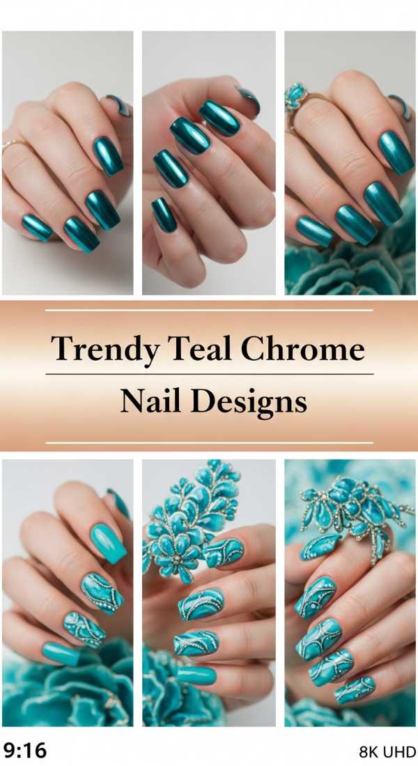 Trendy Teal Chrome Nail Designs 69ef94d683f1e