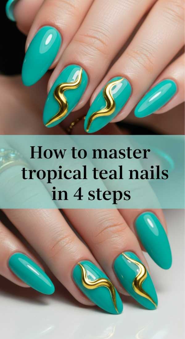 Tropical Teal Gold Wave Manicure 69e31eed4805b