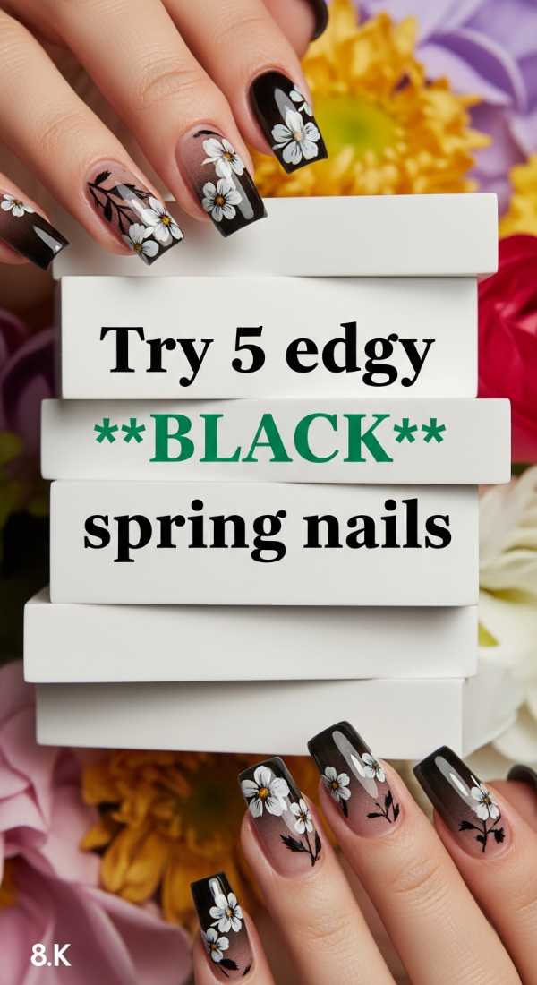 Try 5 Edgy Black Spring Nails 69efaf9361ca0