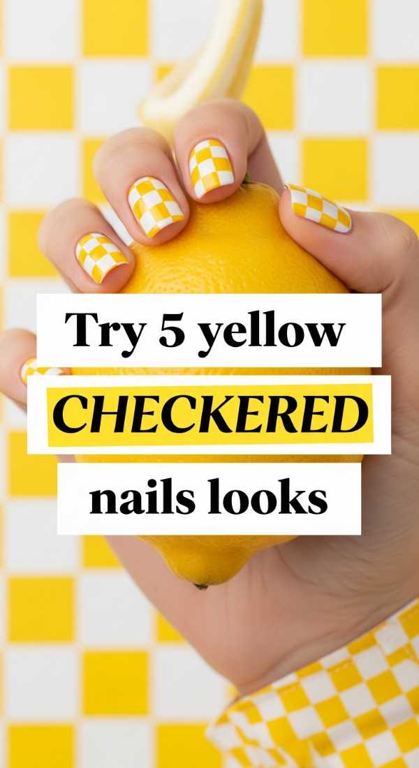 Try 5 Yellow Checkered Nails Looks 69e3c06e8cb6a
