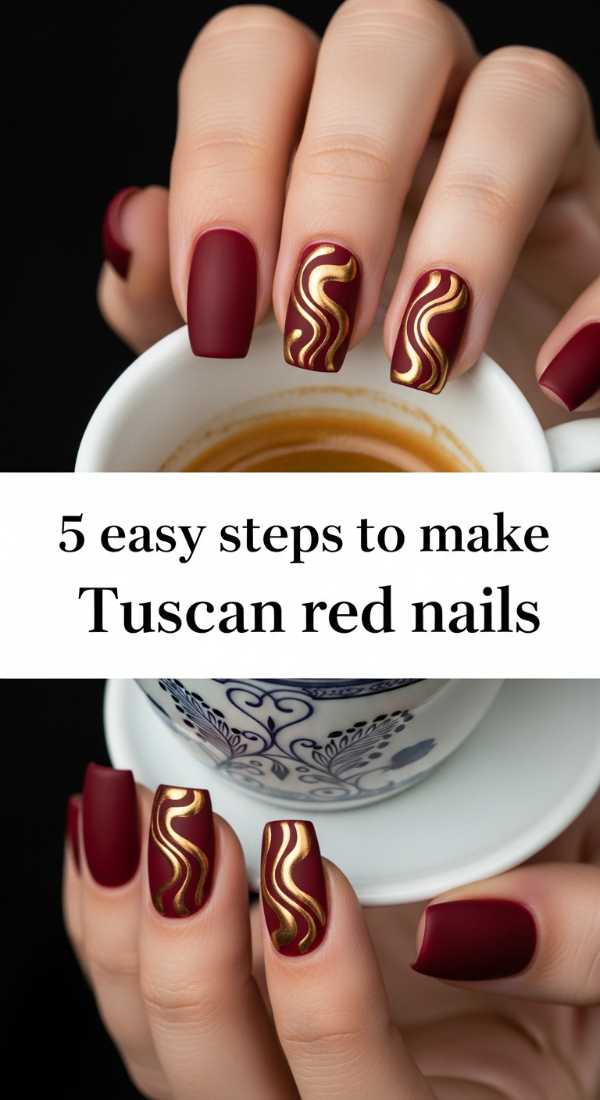 Tuscan Red Liquid Gold Luxury Editorial Nails 69e31ef004816